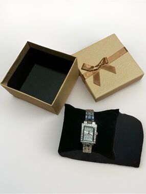 Pastorelli Womens Tank Style Watch Silver Tone Case Mother Of Pearl Dial Works